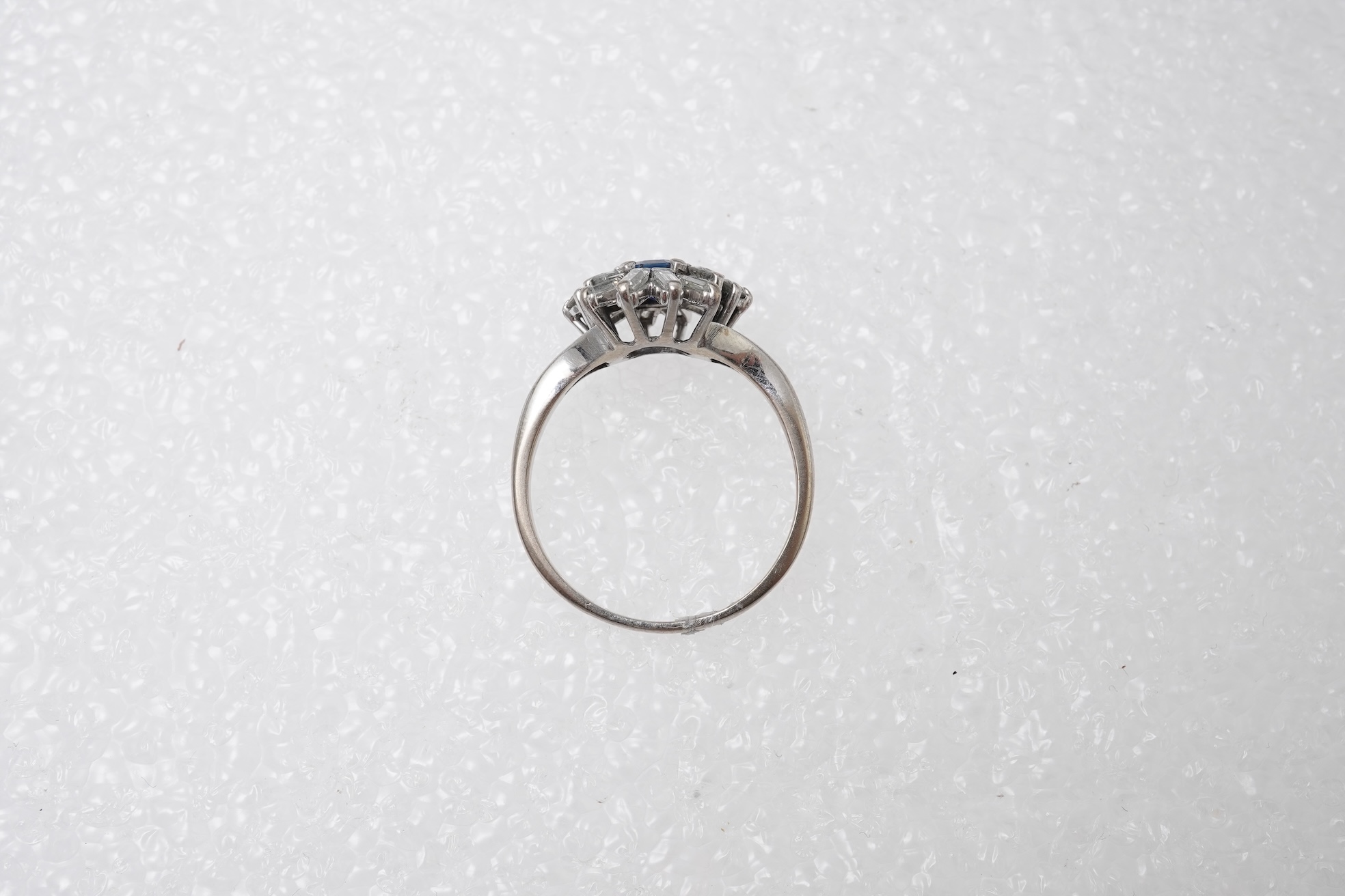 A sapphire and diamond ring, mid 20th century